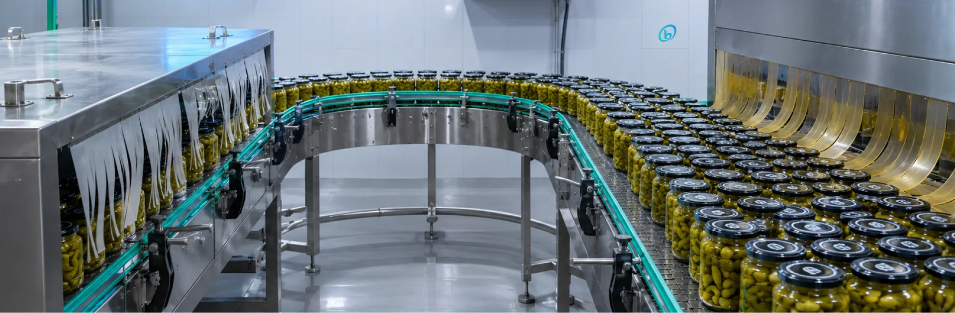 Beverage bottling line at an OfBusiness food processing unit
