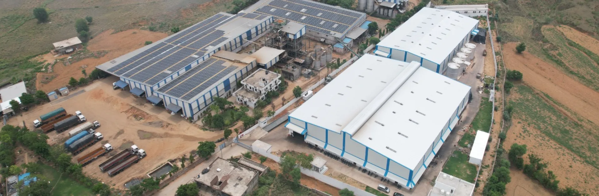 Aerial view of an OfBusiness warehouse complex